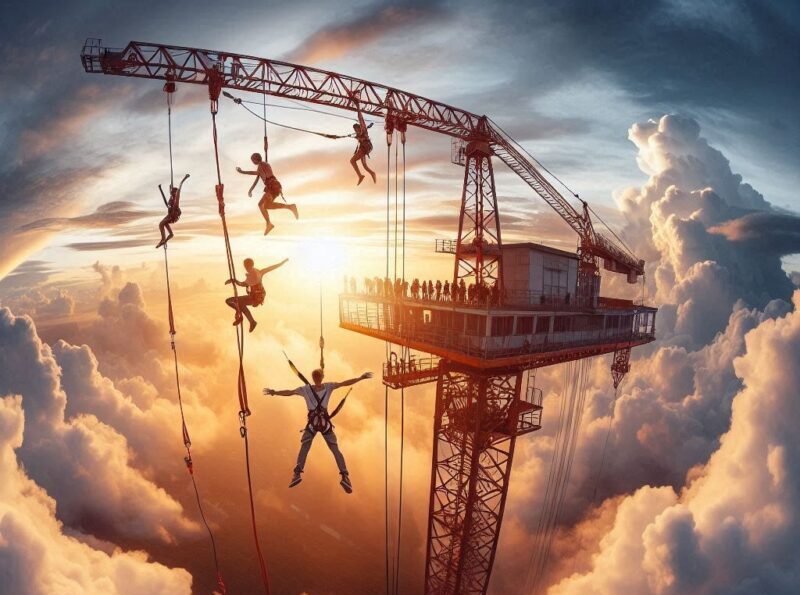 Bungee jumping z jeřábu